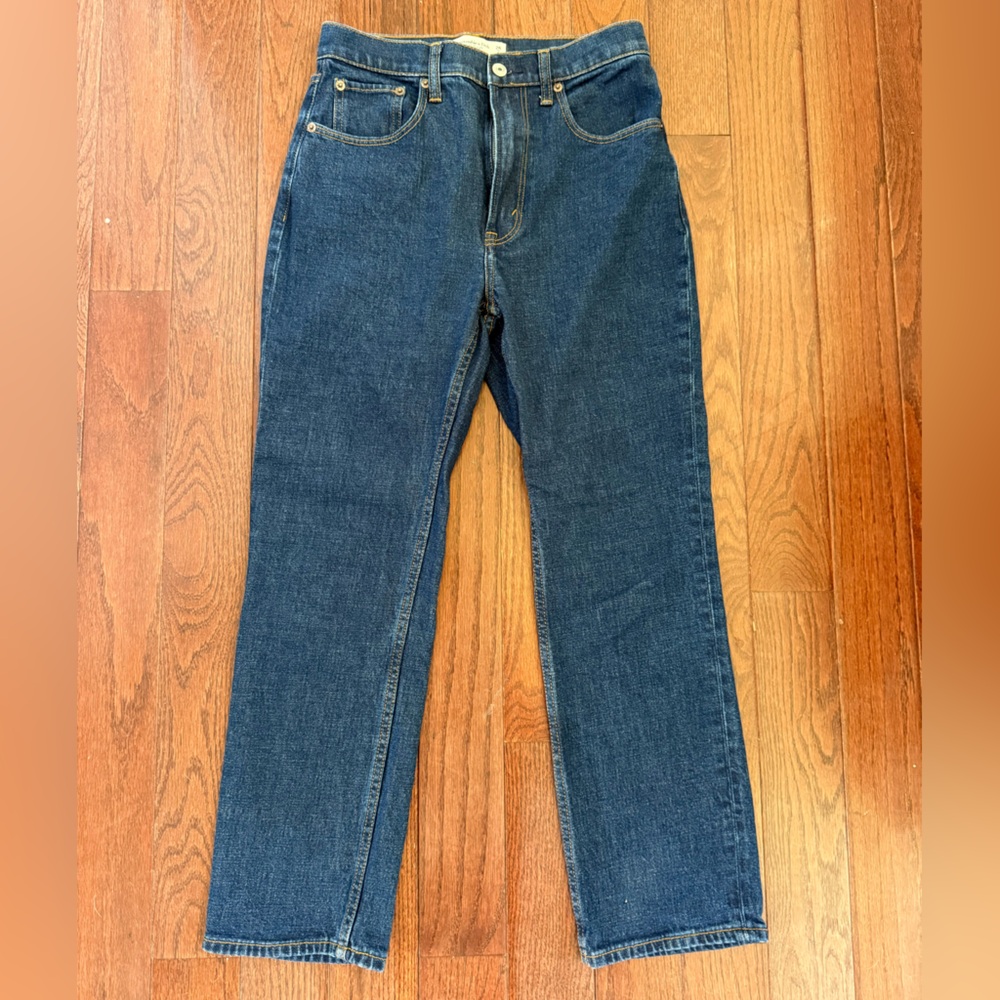 Abercrombie & Fitch Dark Blue Ankle Straight Ultra High Rise Jeans